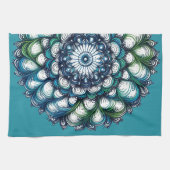Blue Green Medallion - Abstrakt Geschirrtuch (Horizontal)