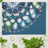 Blue Green Medallion - Abstrakt Geschirrtuch (Gefaltet)