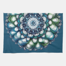 Blue Green Medallion - Abstrakt Geschirrtuch