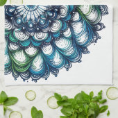 Blue Green Medallion - Abstrakt Geschirrtuch (Gefaltet)