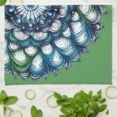 Blue Green Medallion - Abstrakt Geschirrtuch (Gefaltet)