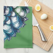 Blue Green Medallion - Abstrakt Geschirrtuch (Viertel Falte)