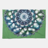 Blue Green Medallion - Abstrakt Geschirrtuch (Horizontal)