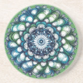 Blue Green Medallion - Abstrakt Getränkeuntersetzer (Vorne)