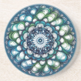 Blue Green Medallion - Abstrakt Getränkeuntersetzer