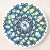 Blue Green Medallion - Abstrakt Getränkeuntersetzer (Vorne)