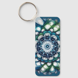Blue Green Medallion - Abstrakt Schlüsselanhänger