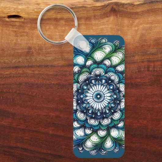 Blue Green Medallion - Abstrakt Schlüsselanhänger (Vorderseite)