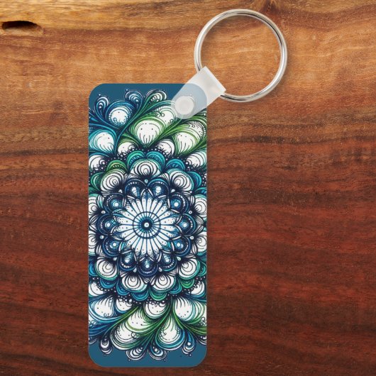 Blue Green Medallion - Abstrakt Schlüsselanhänger (Rückseite)