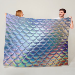 Blue Green Mermaid Fish Scales Holographic Trendy Fleecedecke
