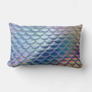 Blue Green Mermaid Fish Scales Holographic Trendy Lendenkissen