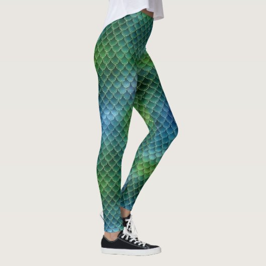 Blue Green Mermaid Scale Leggings (Rechts)