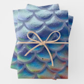 Blue Green Mermaid Scales Holographic Decoupage Geschenkpapier Set (Beispiel)