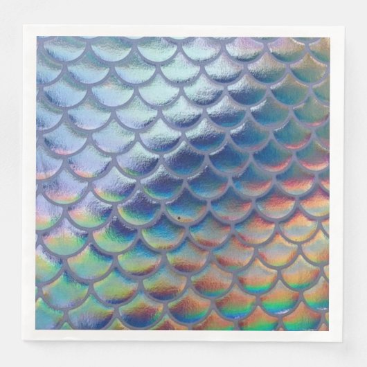 Blue Green Mermaid Scales Holographic Decoupage Serviette (Vorderseite)