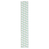 Blue Green Merry Tree Watercolor Großer Tischläufer (Vorderseite)