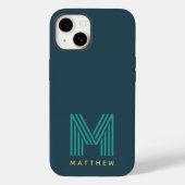 Blue Green Minimalistisch Bold Monogram Case-Mate iPhone Hülle (Rückseite)