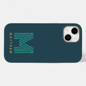 Blue Green Minimalistisch Bold Monogram Case-Mate iPhone Hülle (Rückseite (Horizontal))