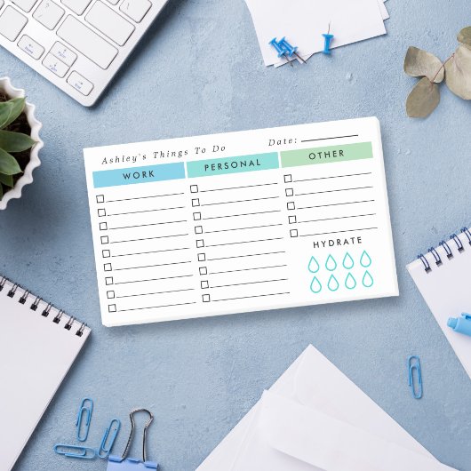 Blue Green Minimalistisch Daily Organiser to Do Li Post-it Klebezettel