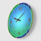 Blue Green mit Bright Aqua Center Große Wanduhr (Winkel)