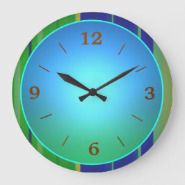 Blue Green mit Bright Aqua Center Große Wanduhr