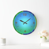 Blue Green mit Bright Aqua Center Große Wanduhr (Zuhause)