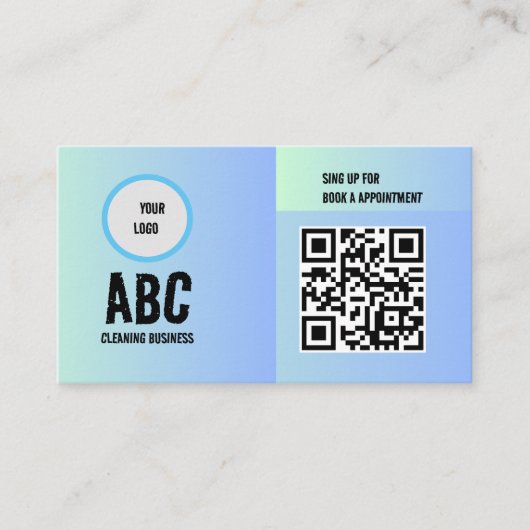 Blue Green Mixed Clearing Services QR-Code Visitenkarte (Vorderseite)