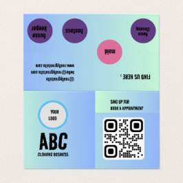 Blue Green Mixed Clearing Services QR-Code Visitenkarten