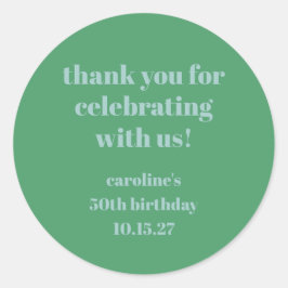 Blue Green Modern Custom 50. Geburtstag Vielen Dan Runder Aufkleber