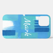 Blue Green Modern Design Personalisiert iPhone Cas Case-Mate iPhone Hülle (Rückseite (Horizontal))