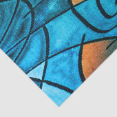 Blue Green Modern Expressionismus Seidenpapier (Ausschnitt)
