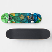 Blue Green Modern Expressionismus Skateboard (Horizontal)