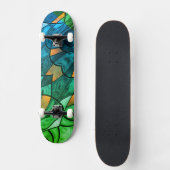 Blue Green Modern Expressionismus Skateboard (Vorderseite)