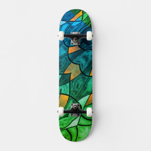 Blue Green Modern Expressionismus Skateboard