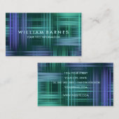 Blue Green Modern Kariert Business Card Visitenkarte (Vorne/Hinten)