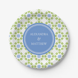 Blue Green Modern Muster Hochzeit Pappteller