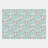 Blue Green Monkey Treuds Baby Dusche Geschenkpapier Set (Vorderseite)