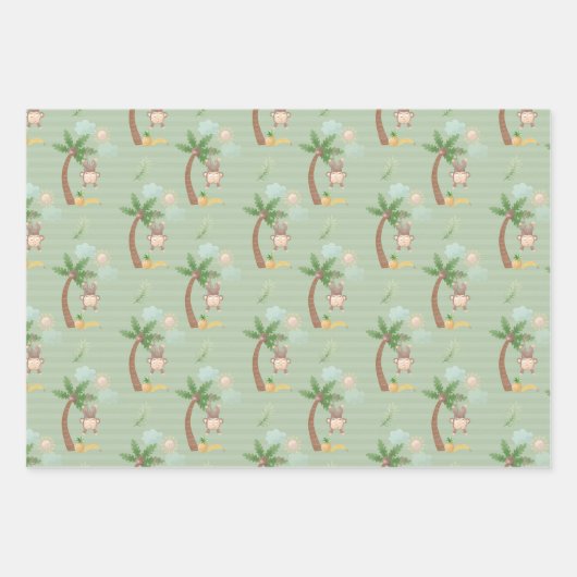 Blue Green Monkey Treuds Baby Dusche Geschenkpapier Set (Vorderseite 2)