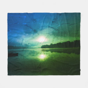 Blue Green Morning Sunrise abstrakt am CT River Fleecedecke