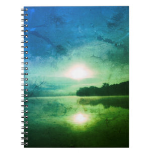 Blue Green Morning Sunrise abstrakt am CT River Notizblock