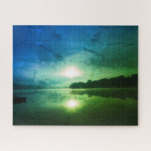 Blue Green Morning Sunrise abstrakt am CT River Puzzle (Horizontal)