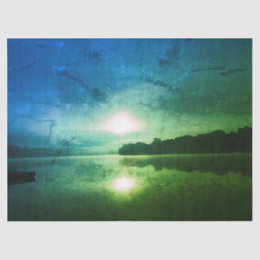 Blue Green Morning Sunrise abstrakt am CT River Seidenpapier (Vorderseite)