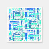 Blue Green Multilingual Danke Typografy Collage Serviette (Vorderseite)