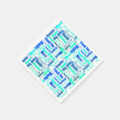 Blue Green Multilingual Danke Typografy Collage Serviette (Ecke)