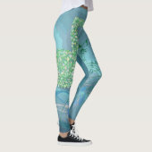 Blue & Green Musiknoten Abstrakt Leggings (Rechts)