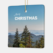 Blue & Green Nature California Forest Foto Wandern Keramikornament (Links)