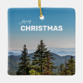 Blue & Green Nature California Forest Foto Wandern Keramikornament (Vorderseite)