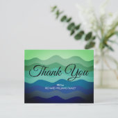 Blue Green Nature Wave Water Vielen Dank Dankeskarte (Stehend Vorderseite)
