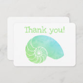Blue Green Nautilus Flat Danke Karte (Vorne/Hinten)