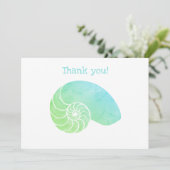 Blue Green Nautilus Flat Danke Karte (Stehend Vorderseite)