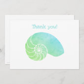 Blue Green Nautilus Flat Danke Karte (Vorne/Hinten)